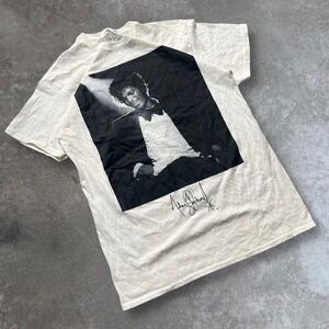 Michael Jackson King of Pop Graphic T Shirt Mens Size Medium Cream White